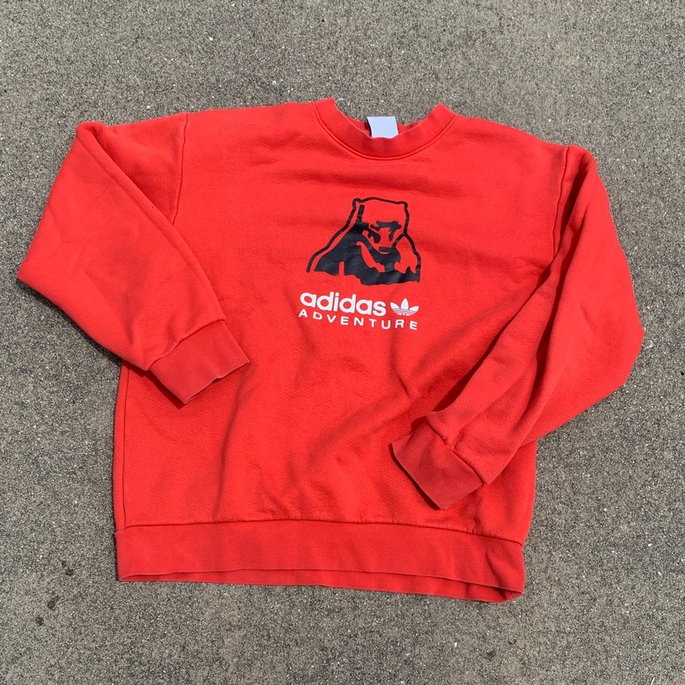 adidas Adventure Men's Bright Red Crewneck Sweatshirt with Graphic Logo